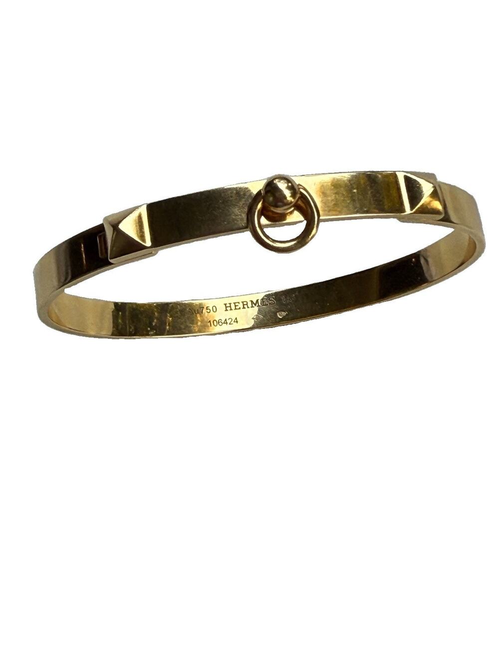 Hermes Collier de Chien CDC Bangle Bracelet 18k Yellow Gold Large Size LG